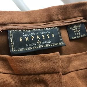 Suede Feel Cognac Colored Straight Leg Trousers
